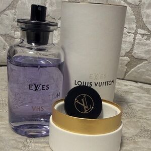 Louis Vuitton Lavender Eves Perfume with Gold-Trimmed Box and Black LV Emblem